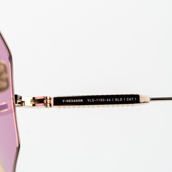 Valentino Men Sunglasses Titanium Gold Pink Oversized Aviator V - HEXAGON - Picture 7 of 14